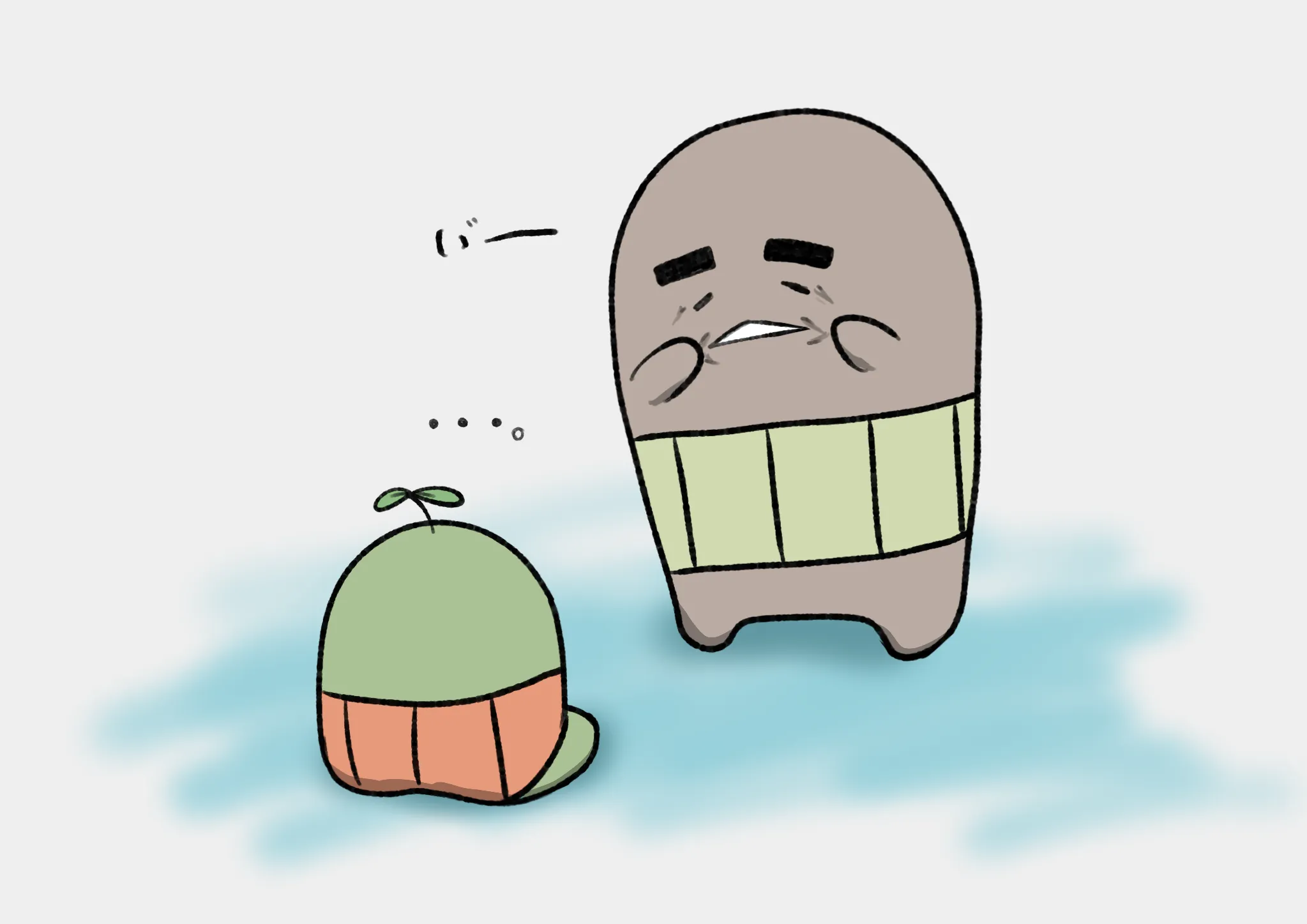 黒餅太郎とヨモギ餅次郎のイラスト